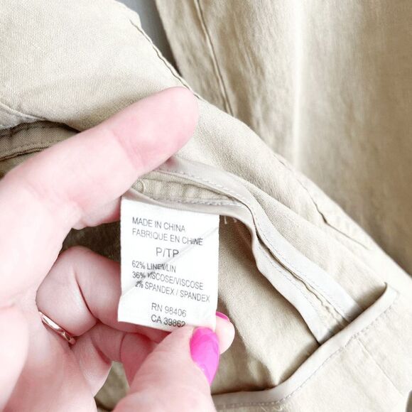 Theory Womens Saffron B Blazer Linen Long Sleeve Button Front Career Tan Small - Picture 4 of 8